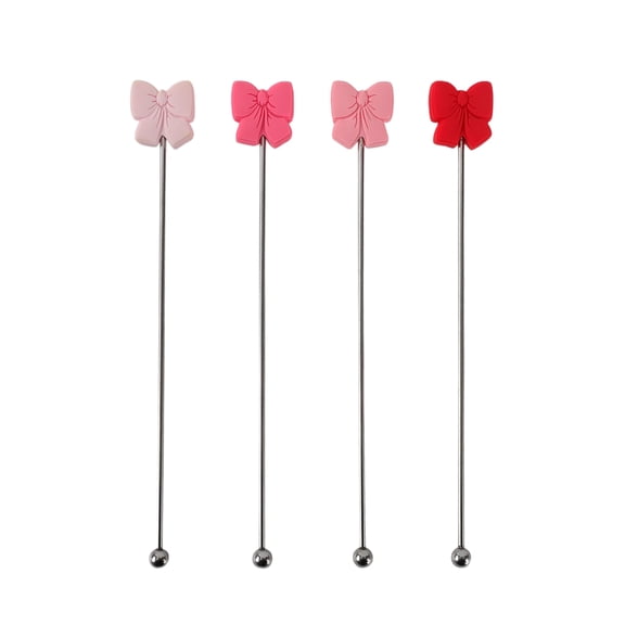 Cook with Color Valentine's Reusable Drink Stirrers, Bow