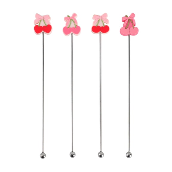 Cook with Color Valentine's Reusable Drink Stirrers, Cherry