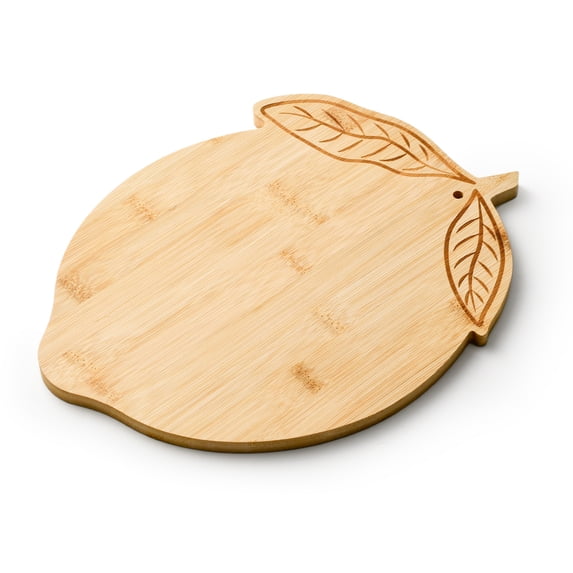Cook with Color 9.5" x 12" Wood Cutting Board, Decorative Fruit Shaped Serving and Slicing Board, Lemon