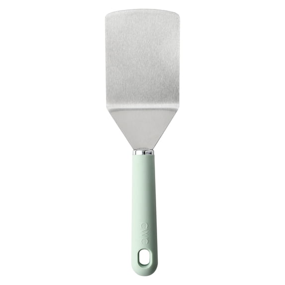 Cook with Color 12.6" Stainless Steel Griddle Turner, Flat Top Spatula with Silicone Grip, Sage