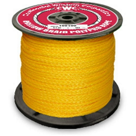 CWC Hollow Braid Polypropylene Rope - 1/4" x 100 ft., Yellow