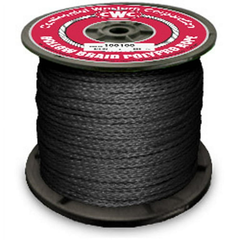CWC Hollow Braid Polypropylene Rope - 1/4 x 3000 ft., Black 
