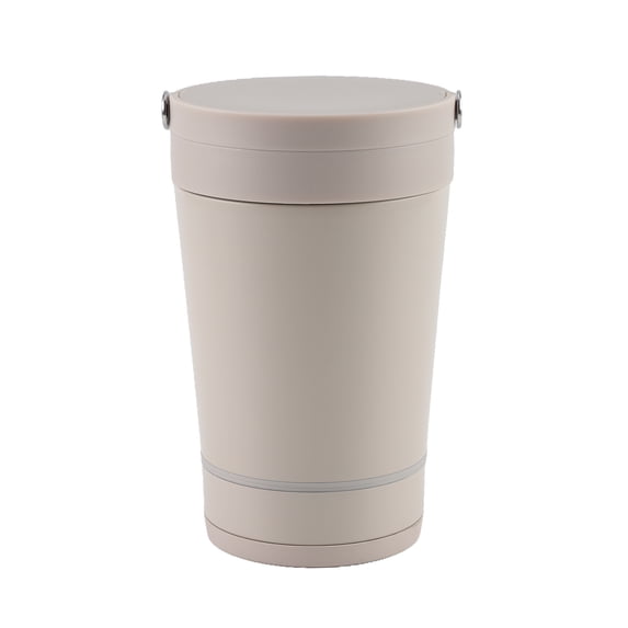 Cook with Color Insulated Ice Cream Holder or Soup Container with Toppings Compartment and Spoon, Taupe, Made for Portable Food Storage