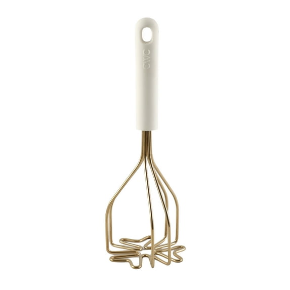 Cook with Color Stainless Steel Potato Masher for Kitchen, Dishwasher Safe, Cream & Gold