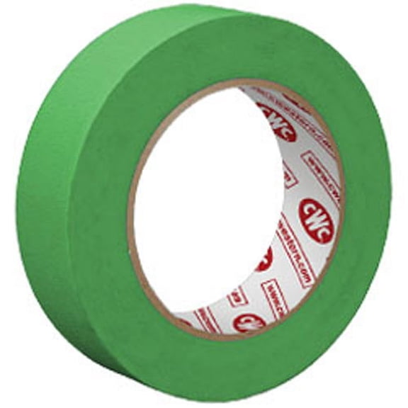 CWC Painters Tape - 7 Day, 5 mil, 1" x 60 yds, Green (Pack of 36 rolls)