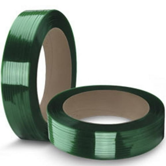 CWC Polyester Strapping - 5/8" x .040" x 4000', Green, 16" x 6" Core