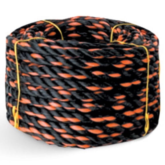 CWC Polypropylene California Truck Rope - 3/8" x 100 ft., Blk W/Org Tracer (Pack of 12 rolls)