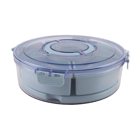 Cook with Color 360-Degree Rotating Divided Snack Box Serving Tray with Removable Ice Pack, Blue