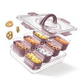 thumbnail image 1 of Cook With Color 8-Compartment Snackle Box, Charcuterie and Snack Container, Divided Serving Tray with Lids and Handle, Dishwasher Safe, Pink, 1 of 8
