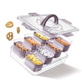 thumbnail image 1 of Cook With Color 8-Compartment Snackle Box Food Storage Carrier and Container, Charcuterie Container, Divided Serving Tray with Lids and Handle, Purple, Portable and Dishwasher Safe, 1 of 7