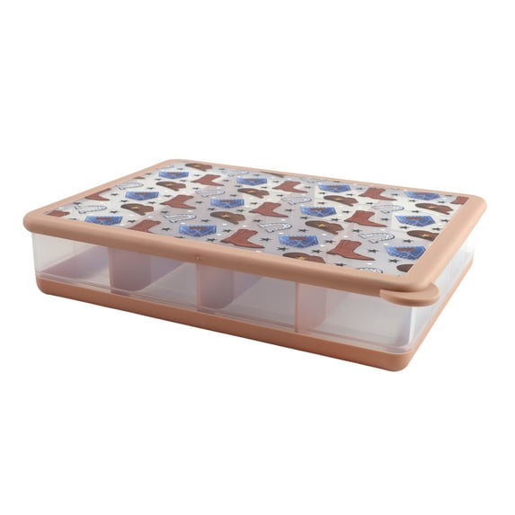 Cook with Color Boots and Jeans Snackle Box with Airtight Leak-Proof Lid, Taupe