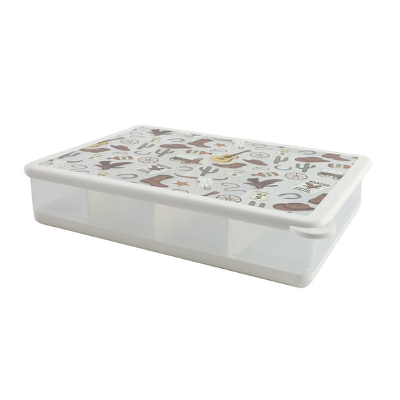 Cook with Color Cowboy Boots Snackle Box with Airtight Leak-Proof Lid, White