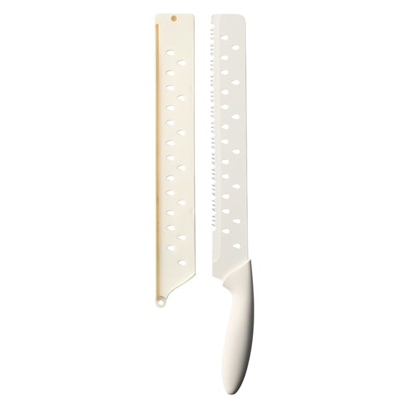 Cook With Color Watermelon Knife, Extra-Long Serrated Stainless Steel Blade for Melons, Cream