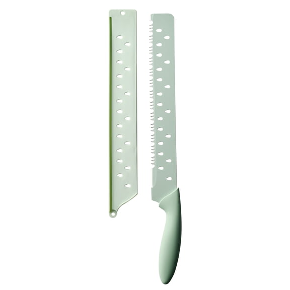 Cook With Color Watermelon Knife, Extra-Long Serrated Stainless Steel Blade for Melons, Sage