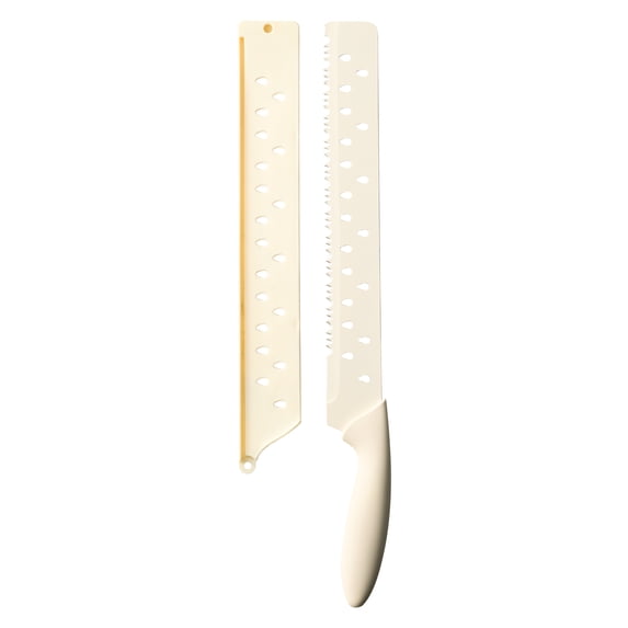 Cook With Color Watermelon Knife, Extra-Long Serrated Stainless Steel Blade for Melons, Taupe