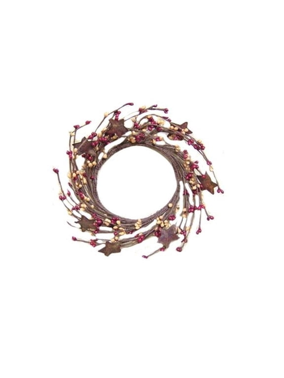 Gifts Pip Twig Star Wreath Rings, 8 inch, Burgundy / Old Gold