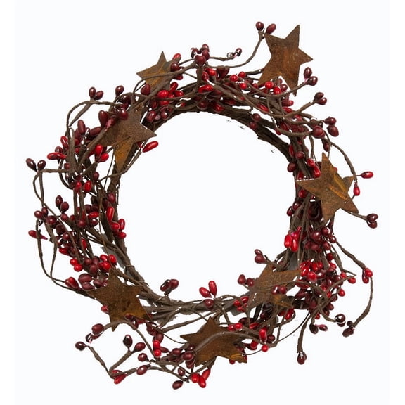 CWI Gifts 4-8" Red & Burgundy Pip Berry Ring w/Rusty Stars, Multi