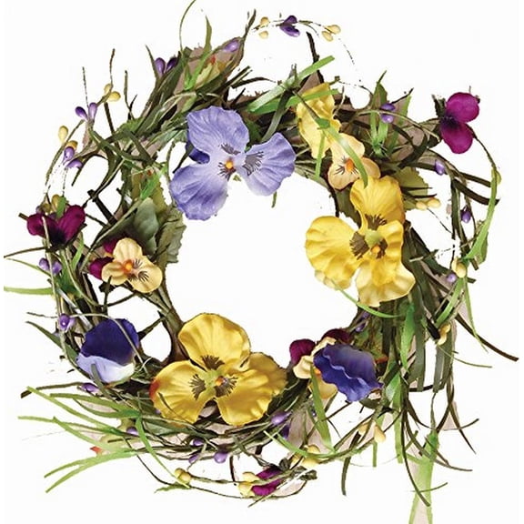 CWI Gifts 4" Artificial Mixed Pansy Ring, Multicolored