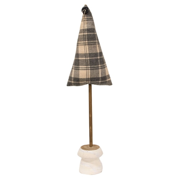 Bright Ideas Grey Plaid Fabric Christmas Tree On Wood Base 4.5"x2.75"x19.5"H