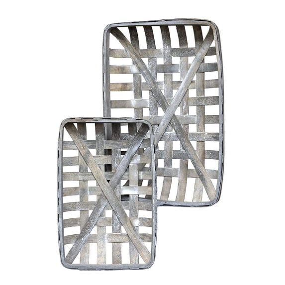 CWI Gifts Gray Rectangle Tobacco Baskets 2/Set, Multi