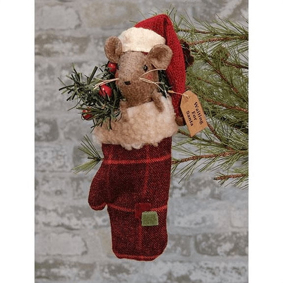 CWI Gifts Mouse Doll in Mitten Ornament, Multicolored