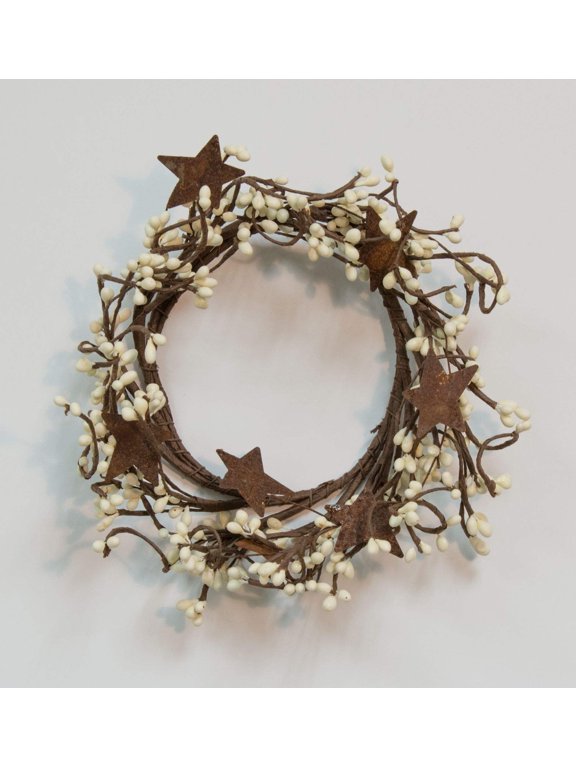 Gifts Pip Twig Star Wreath Rings, 8 inch, Ivory