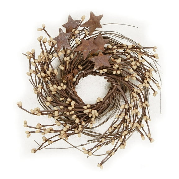 CWI Gifts Pip and Twig with Rusty Star Wreath, 7-Inch, Ivory
