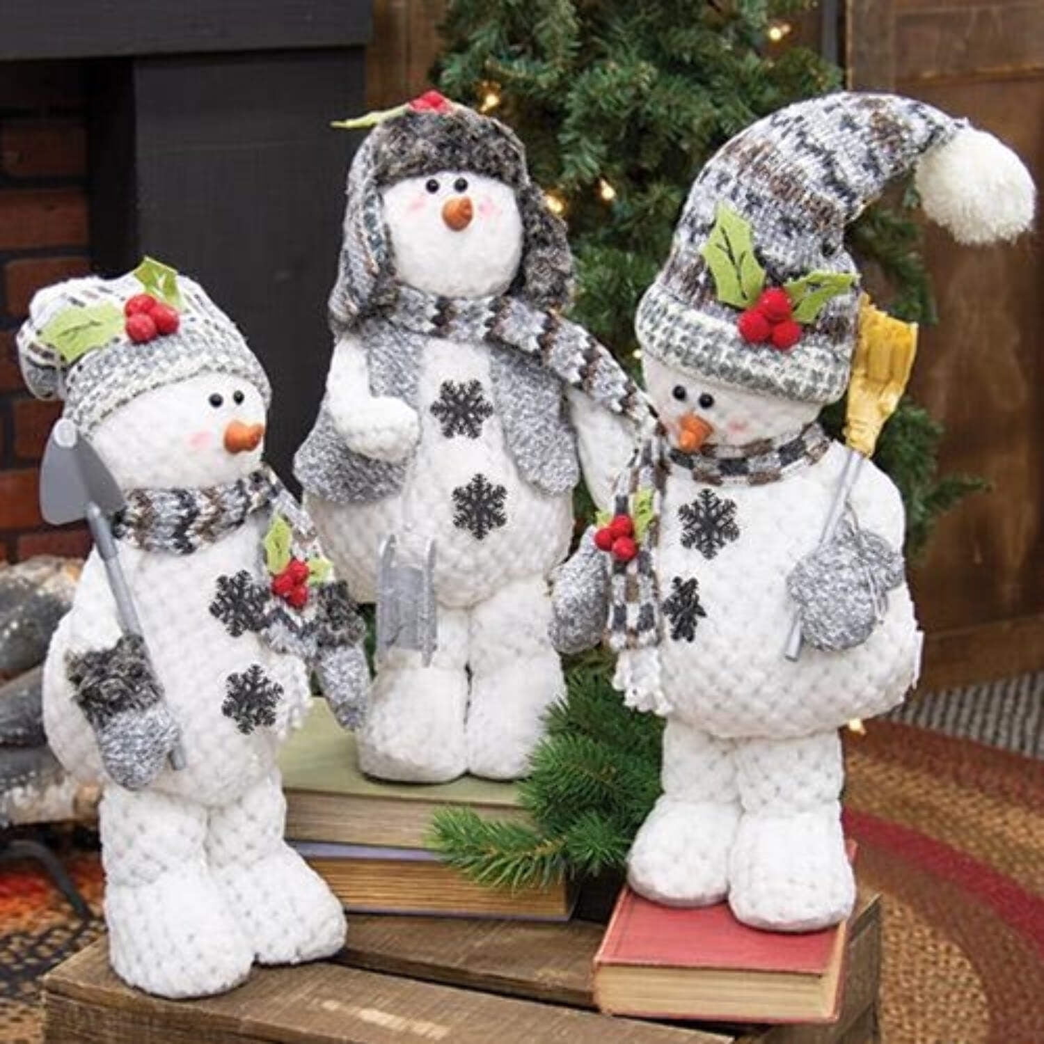CWI Gifts Plush Standing Snowman w/Hat & Scarf 3 Asstd.
