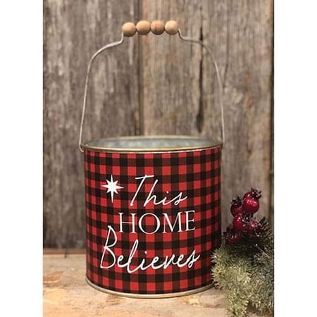 CWI Gifts Red Plaid Believe Bucket