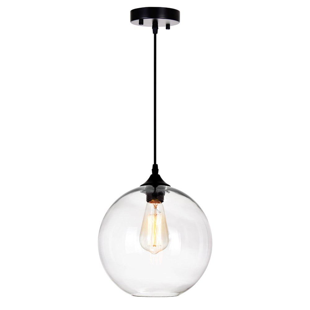 Black and Clear Glass Globe Mini Pendant Light