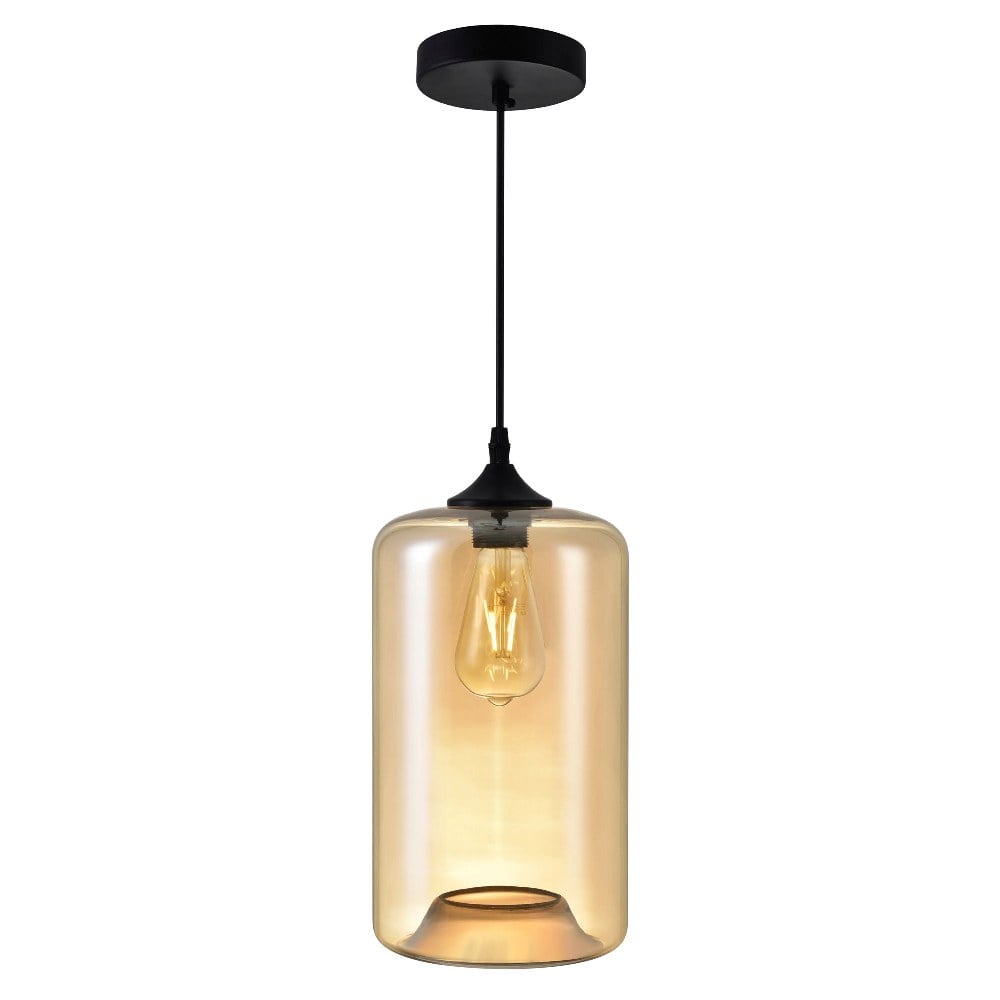 Black and Cognac Glass LED Mini Pendant Light