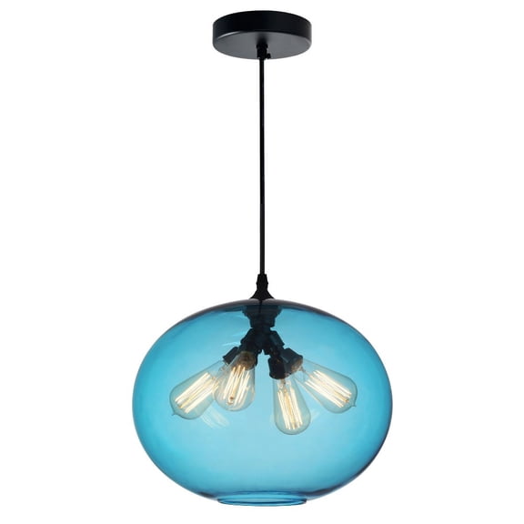 CWI Lighting 4 Light Contemporary Glass Mini Pendant in Transparent Blue
