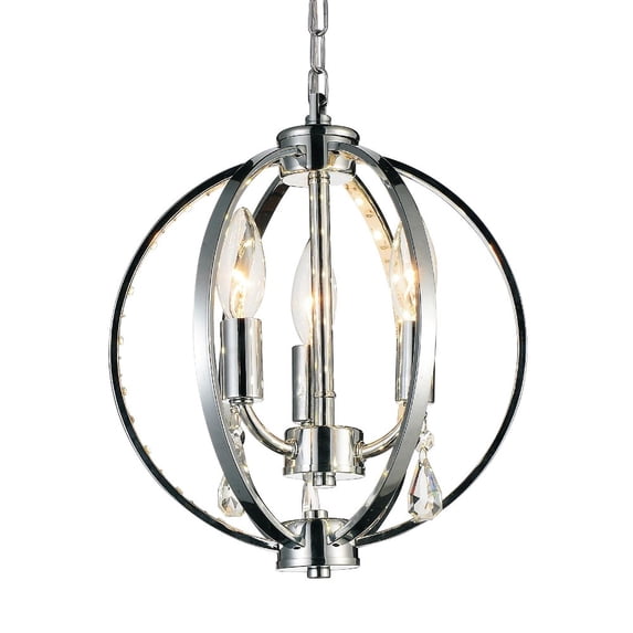 CWI Lighting Abia 3 Light Up Contemporary Metal Mini Pendant in Chrome