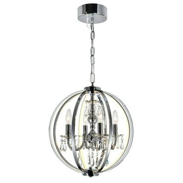CWI Lighting Abia 4 Light Up Contemporary Metal Chandelier in Chrome