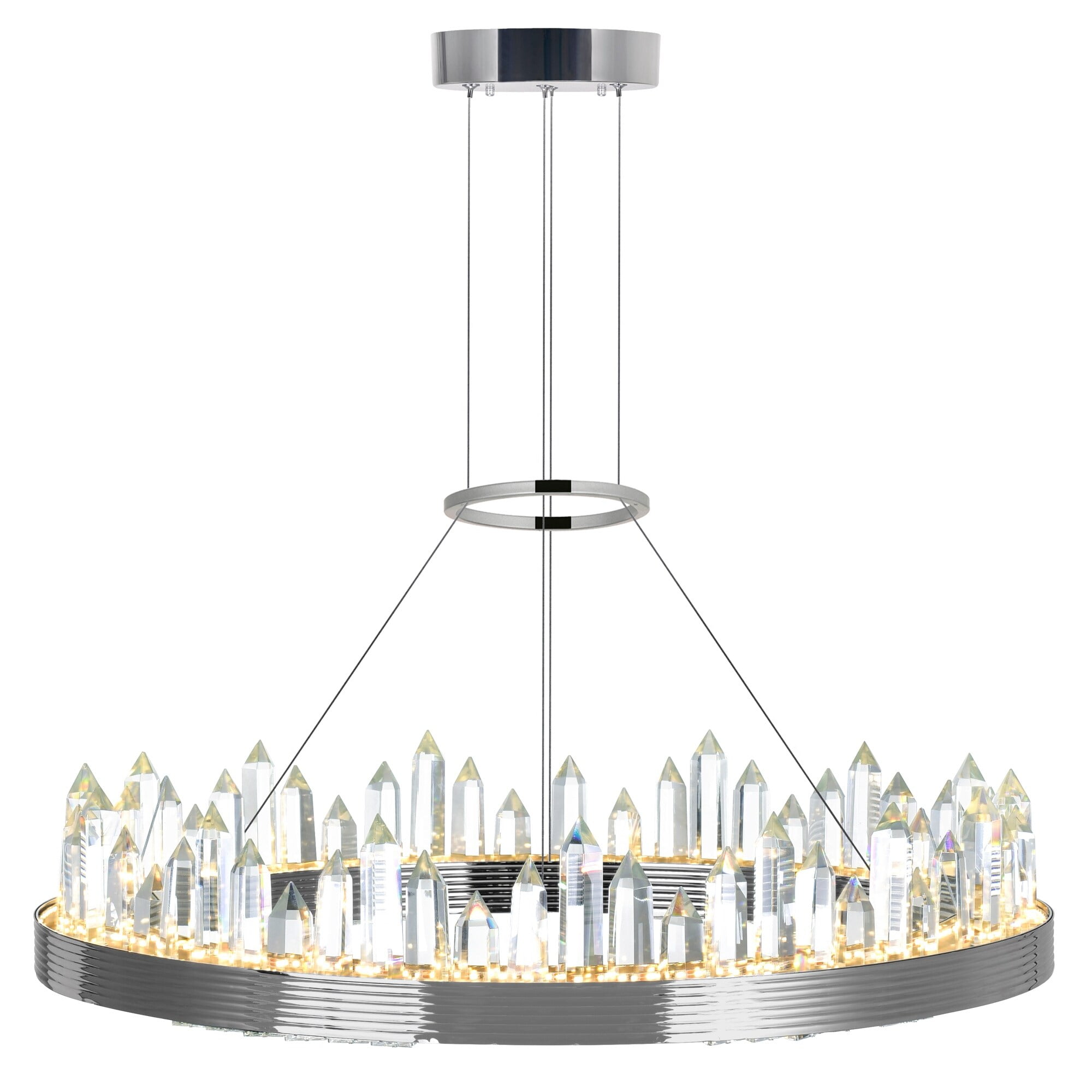 Agassiz 24'' Polished Nickel LED Chandelier with Crystal Towers