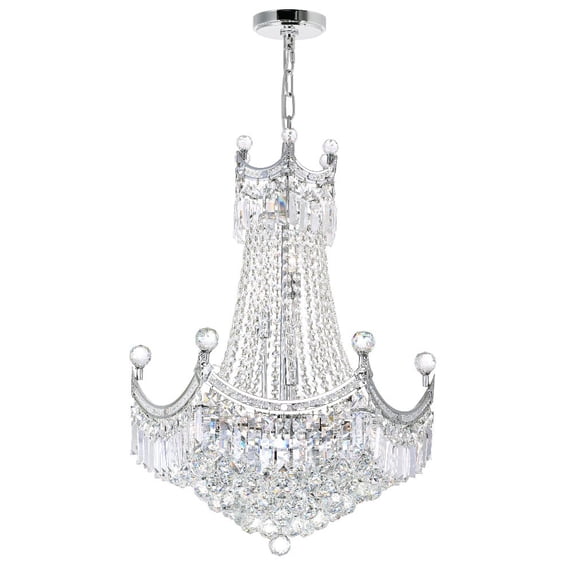 CWI Lighting Amanda 11 Light Down Transitional Metal Chandelier in Chrome