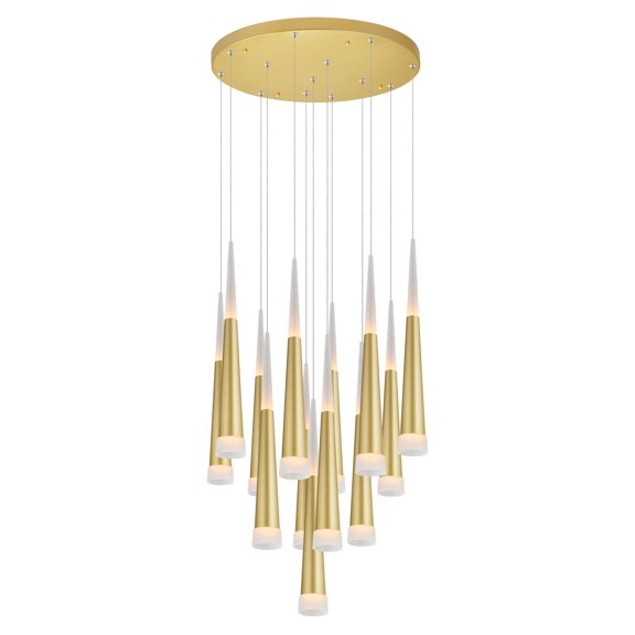 CWI Lighting Andes Contemporary Metal LED Multi Light Pendant in Satin Gold