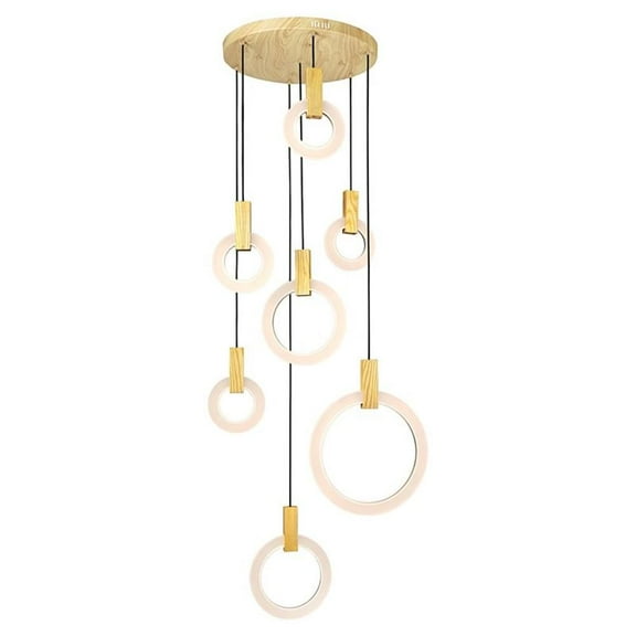 CWI Lighting Anello Contemporary Metal LED Pendant in White Oak