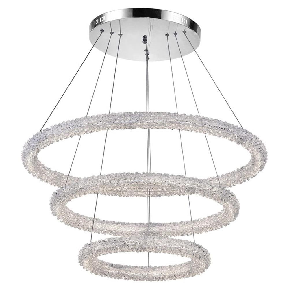Arielle 32" Chrome and Crystal 3-Tier LED Chandelier