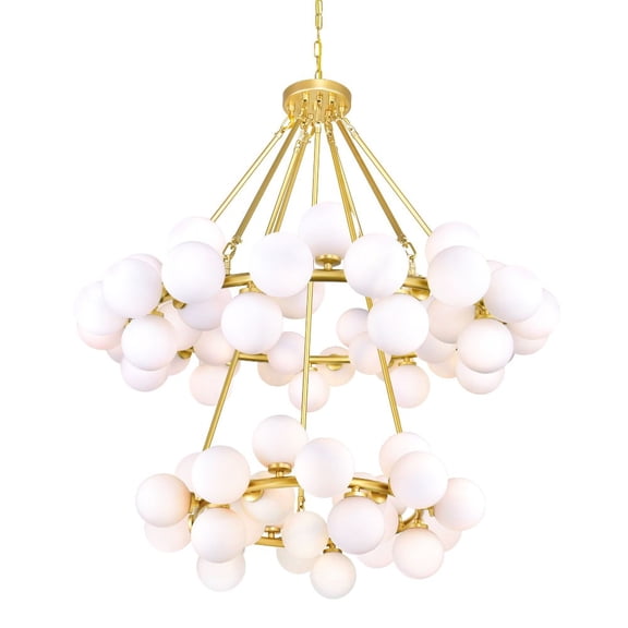 CWI Lighting Arya 70 Light Contemporary Metal Chandelier in Satin Gold