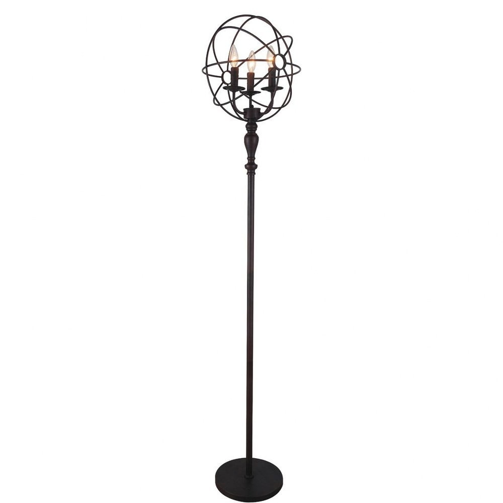 CWI Lighting Arza 3 Light Farmhouse Metal Floor Lamp in Brown