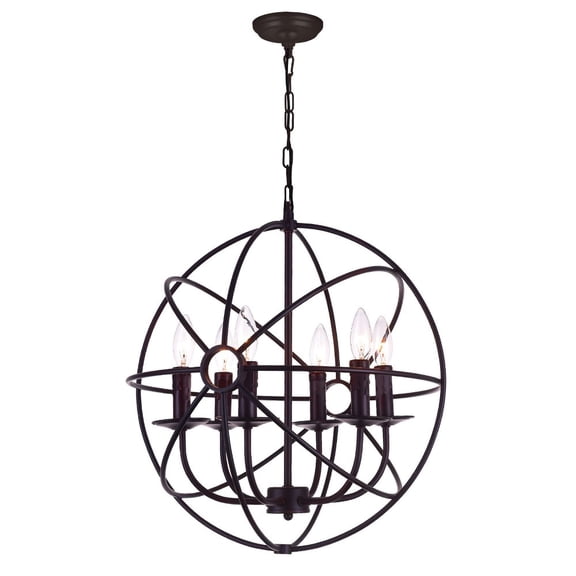CWI Lighting Arza 6 Light Up Farmhouse Metal Chandelier in Brown