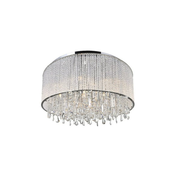 CWI Lighting Benson 14 Light Drum Shade Metal Flush Mount Light in Chrome