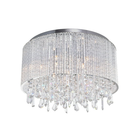 CWI Lighting Benson 6 Light Drum Shade Metal Flush Mount Light in Chrome