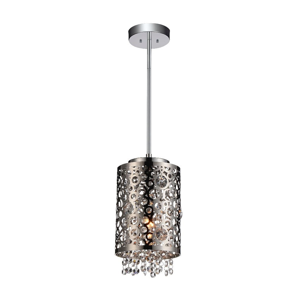 Chrome Glass Mini Drum LED Pendant Light with Bubbles