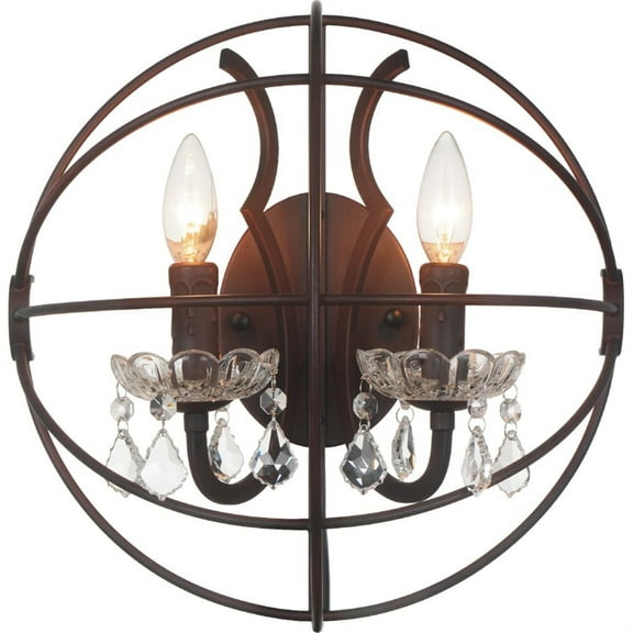 CWI Lighting Campechia 2 Light Farmhouse Metal Wall Sconce in Brown