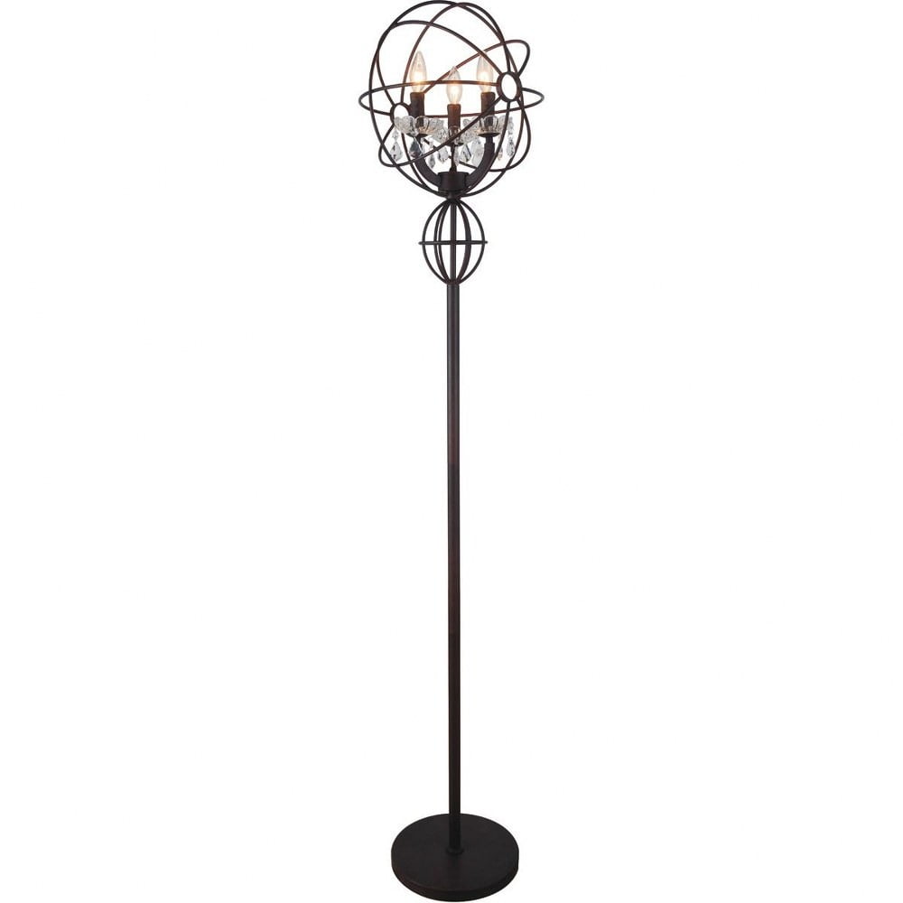 CWI Lighting Campechia 3 Light Farmhouse Metal Floor Lamp in Brown