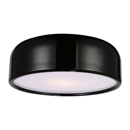 CWI Lighting Campton 3 Light Drum Shade Contemporary Metal Flush Mount in Black