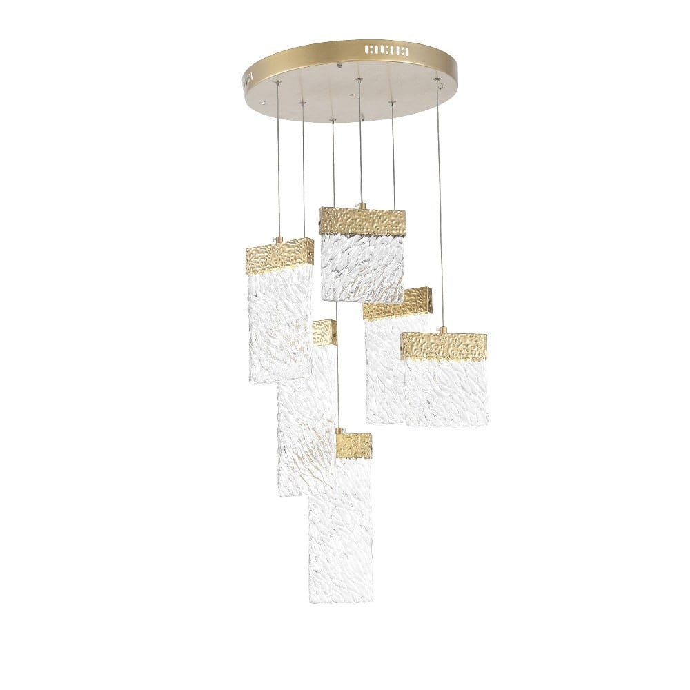 Carolina Gold Leaf 16" Crystal LED Chandelier with Clear Glass Panels