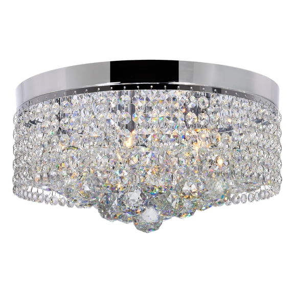 CWI Lighting Cascade 6 Light Drum Shade Transitional Metal Flush Mount in Chrome